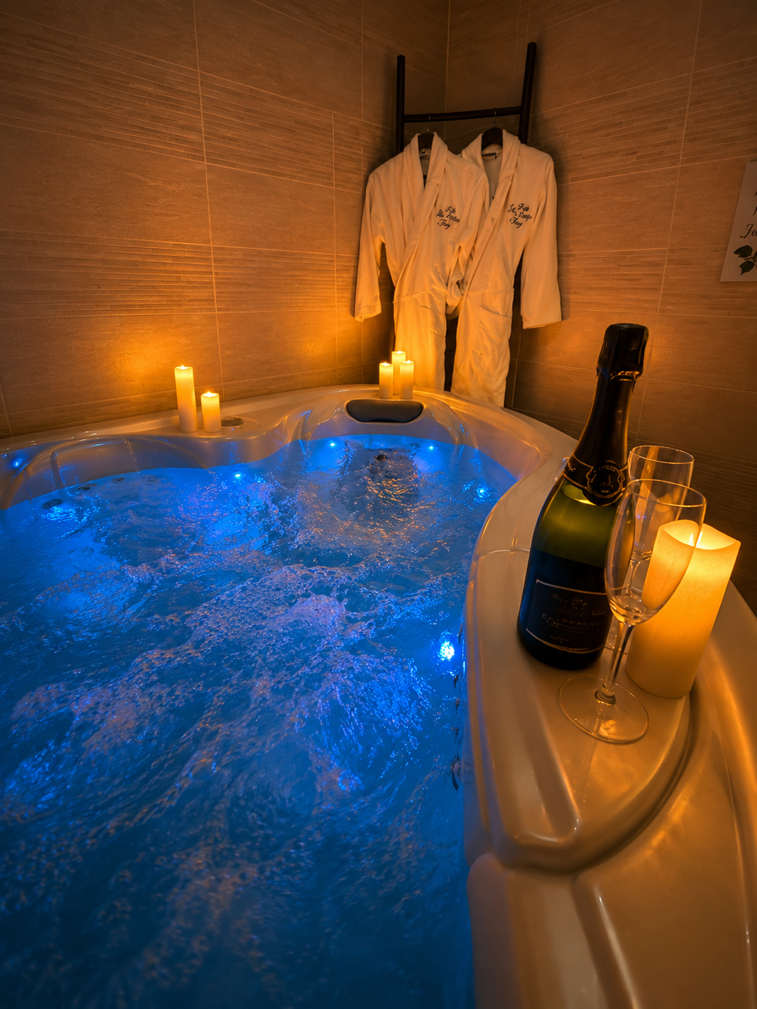 Spa romantique avec bougies